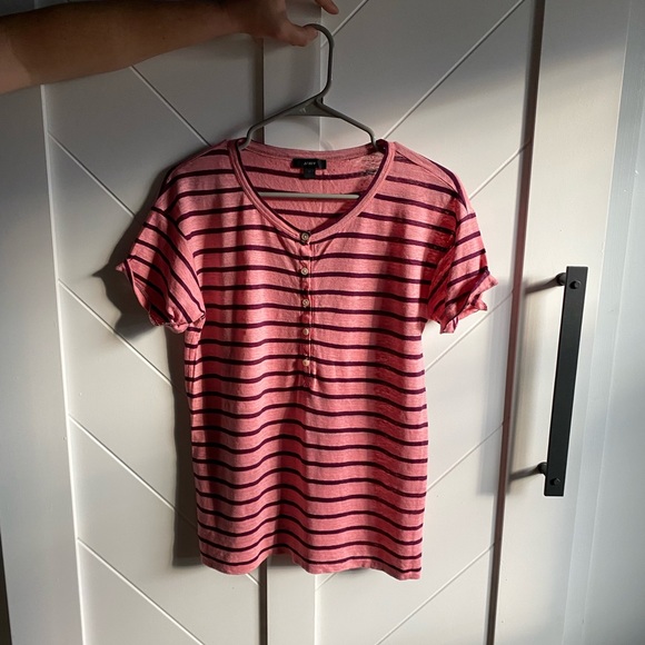 BOGO 🌿JCrew Linen Striped Henley🌿 - Picture 2 of 4